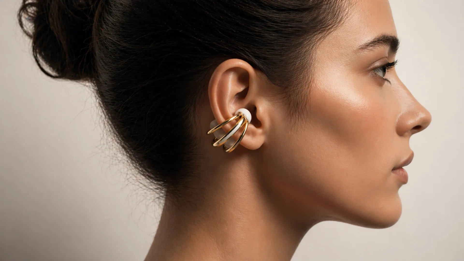 Elara wearable audio device side profile in ear