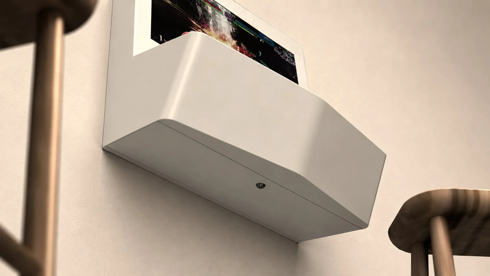 Playwall wall-mounted arcade bottom mounting detail